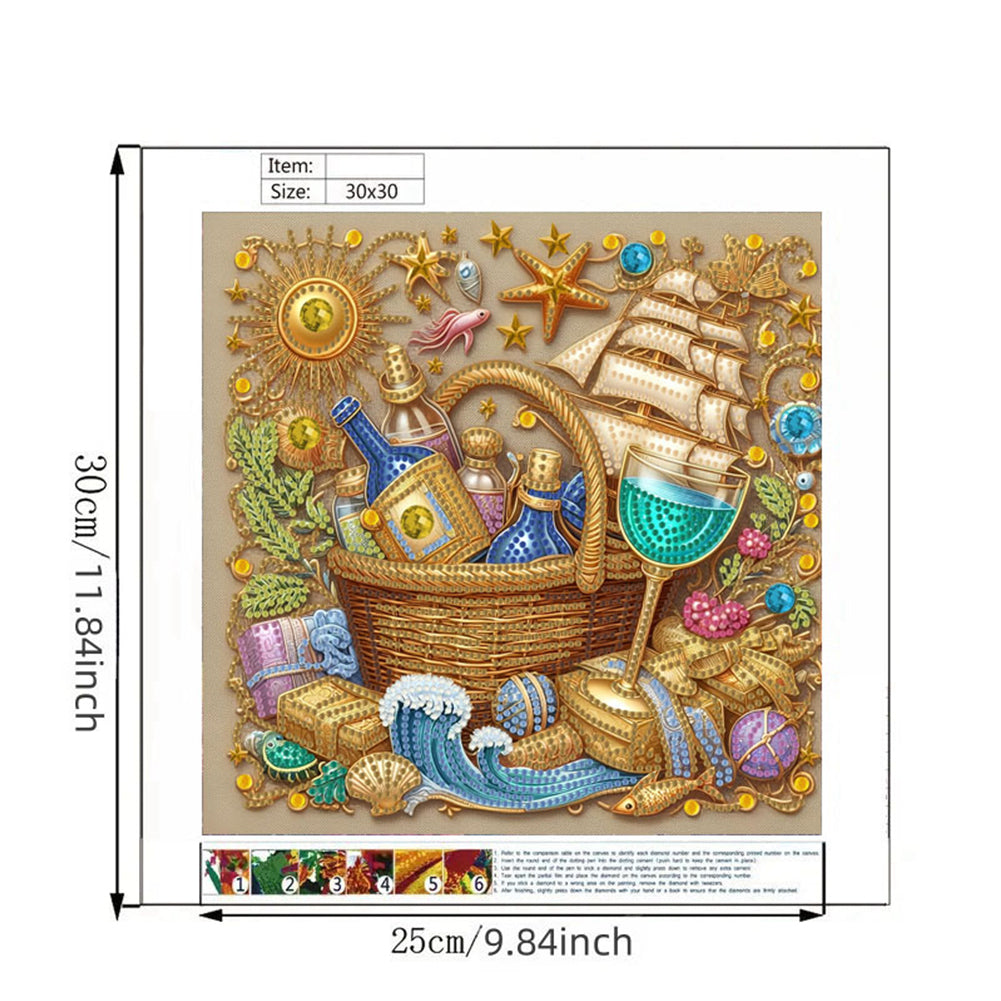 Sailboat Gemstone - Special Shaped Drill Diamond Painting 30*30CM