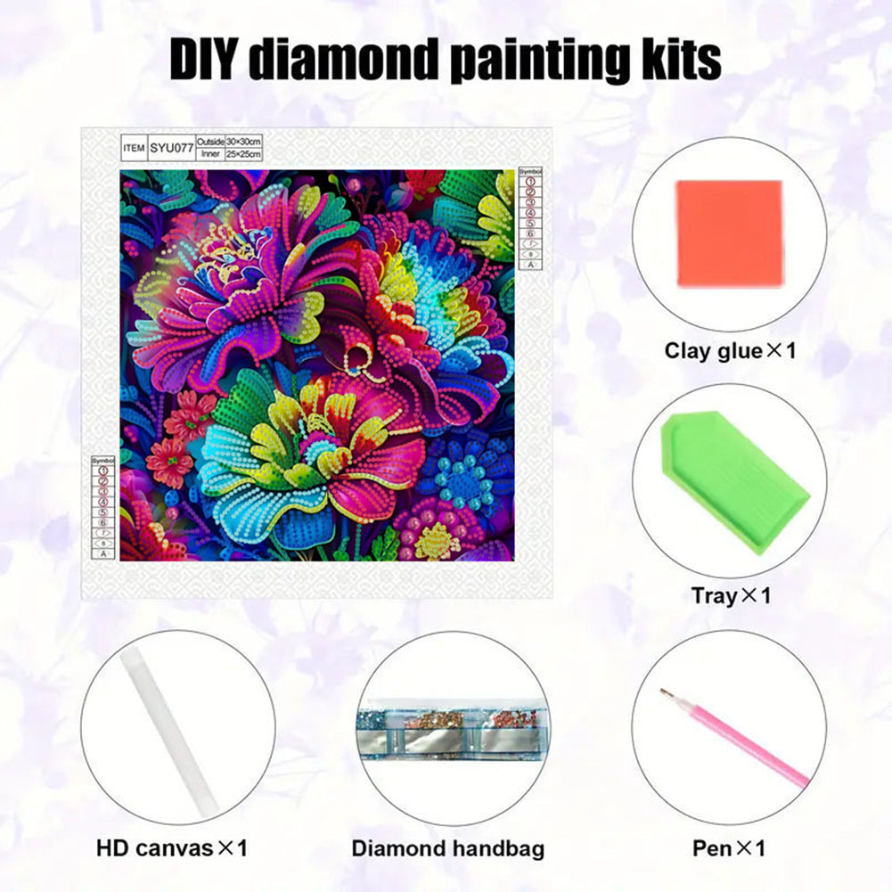 Rainbow Flower - Special Shaped Drill Diamond Painting 30*30CM
