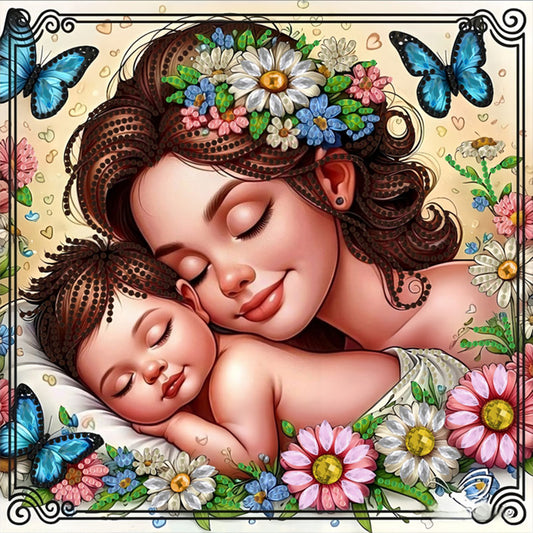 Mother And Child - Special Shaped Drill Diamond Painting 30*30CM