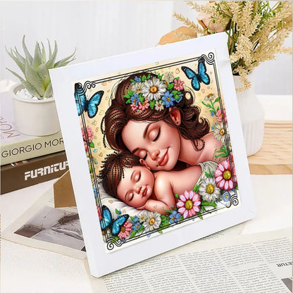Mother And Child - Special Shaped Drill Diamond Painting 30*30CM