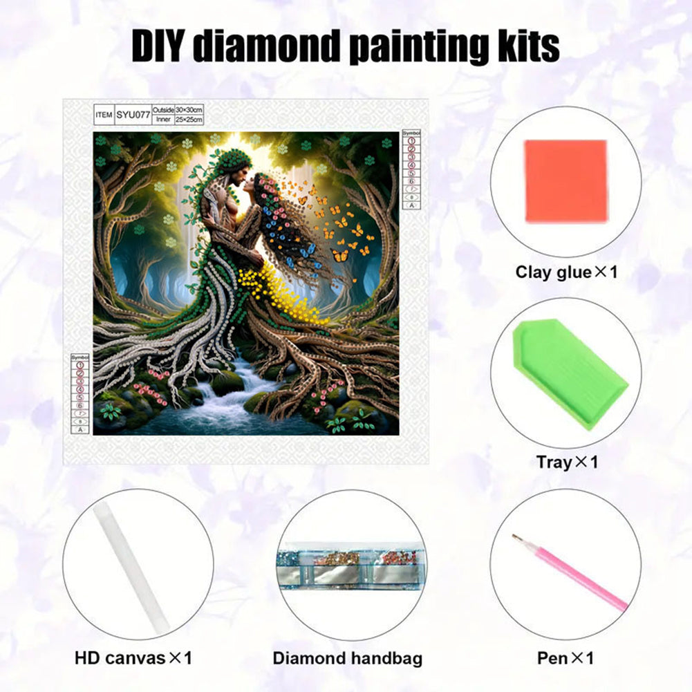 Tree Root Man And Woman - Special Shaped Drill Diamond Painting 30*30CM