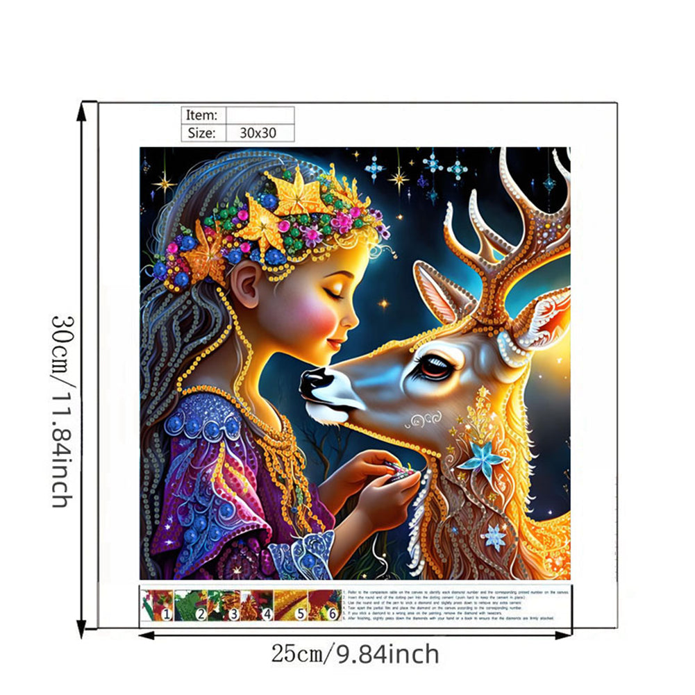 Fawn Girl - Special Shaped Drill Diamond Painting 30*30CM