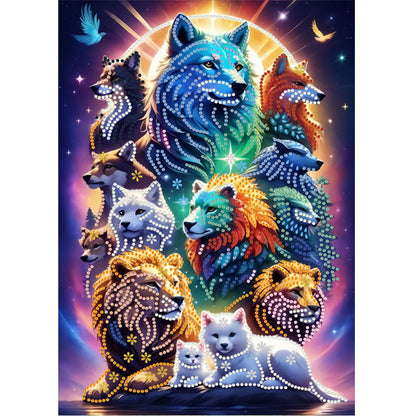 Group Portrait Animal - Special Shaped Drill Diamond Painting 30*40CM