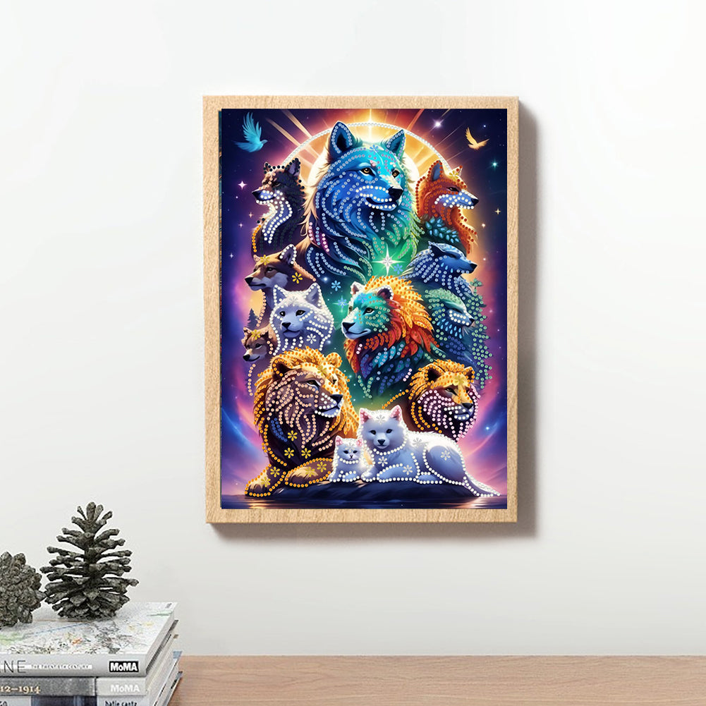 Group Portrait Animal - Special Shaped Drill Diamond Painting 30*40CM
