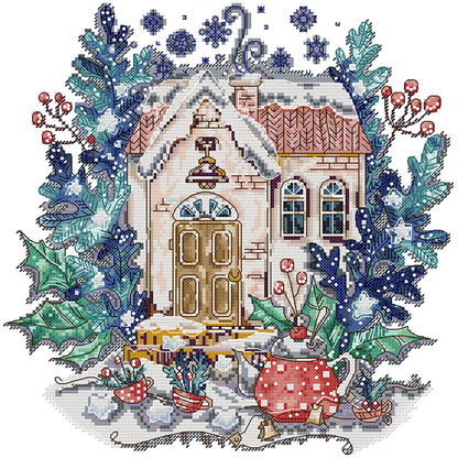 Winter Teapot - 14CT Stamped Cross Stitch 33*33CM(Joy Sunday)
