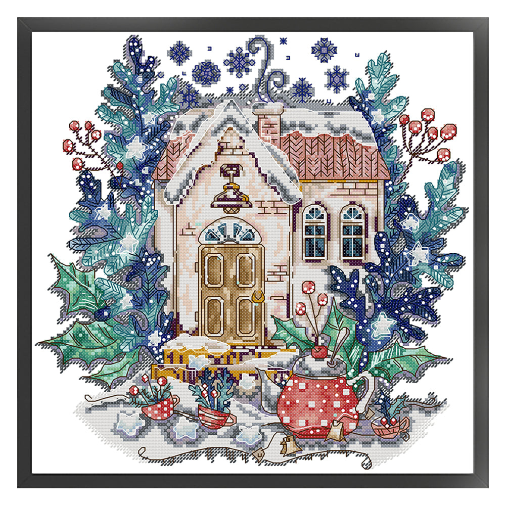 Winter Teapot - 14CT Stamped Cross Stitch 33*33CM(Joy Sunday)