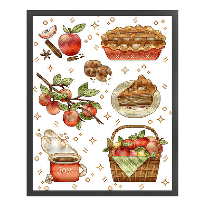 Apples And Food - 14CT Stamped Cross Stitch 31*37CM(Joy Sunday)