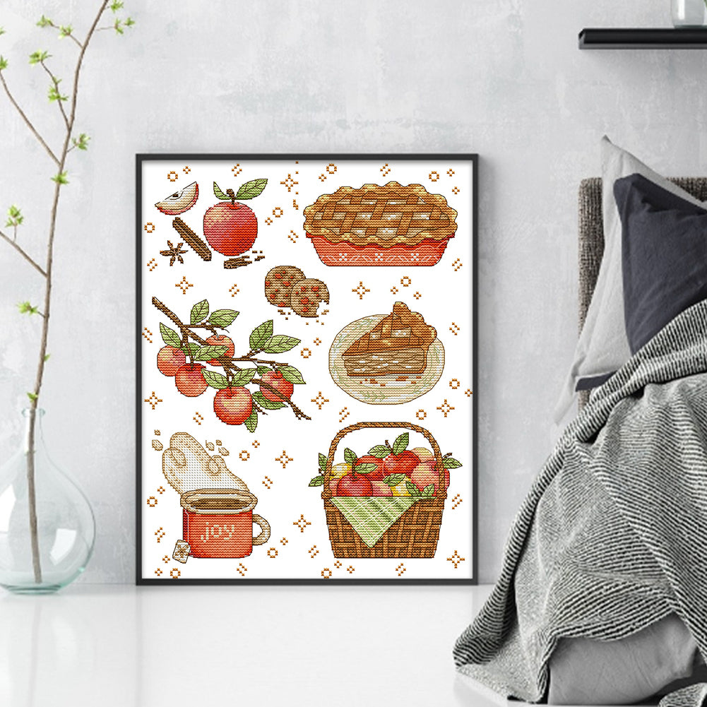 Apples And Food - 14CT Stamped Cross Stitch 31*37CM(Joy Sunday)