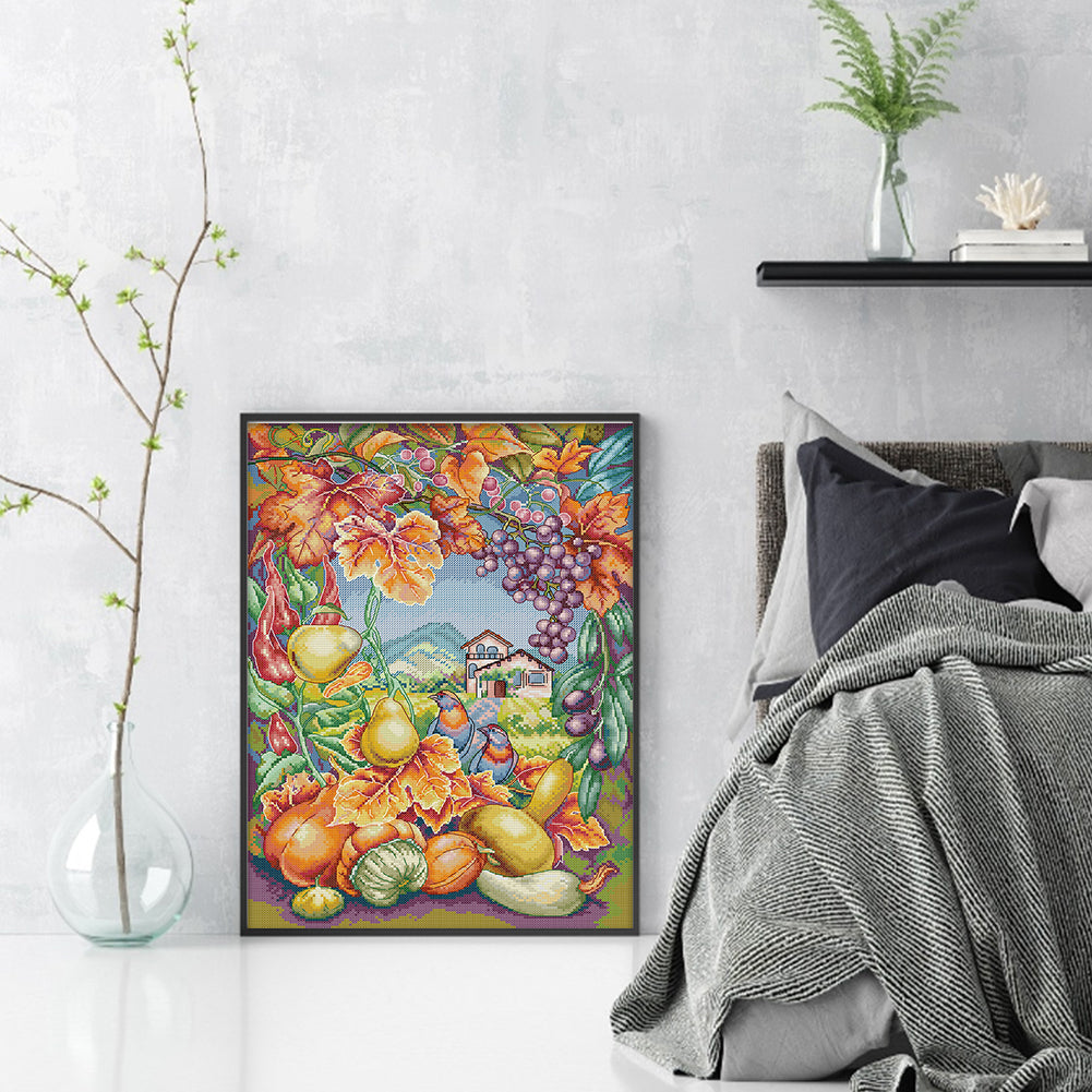 Autumn Harvest - 14CT Stamped Cross Stitch 34*46CM(Joy Sunday)