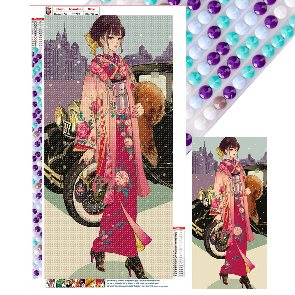 Japanese Kimono Girl - Full Round Drill Diamond Painting 30*70CM