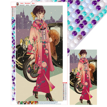 Japanese Kimono Girl - Full Round Drill Diamond Painting 30*70CM