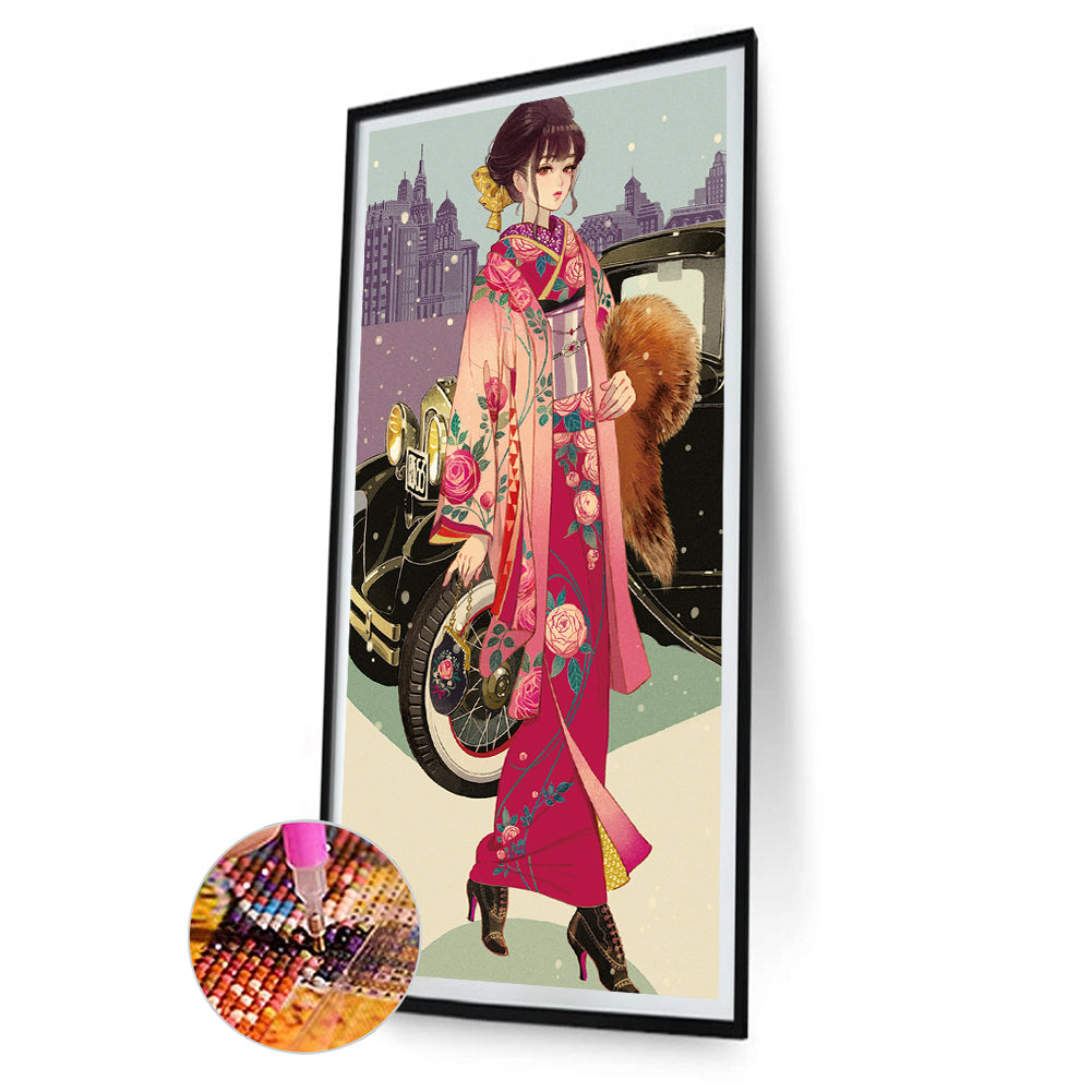 Japanese Kimono Girl - Full Round Drill Diamond Painting 30*70CM