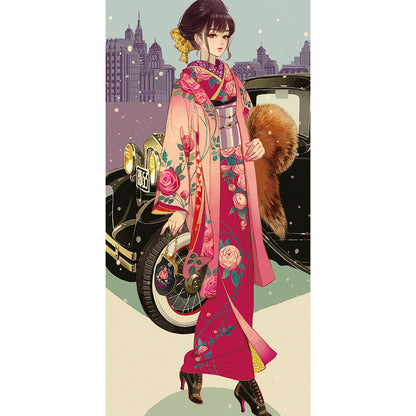 Japanese Kimono Girl - Full Round Drill Diamond Painting 30*70CM