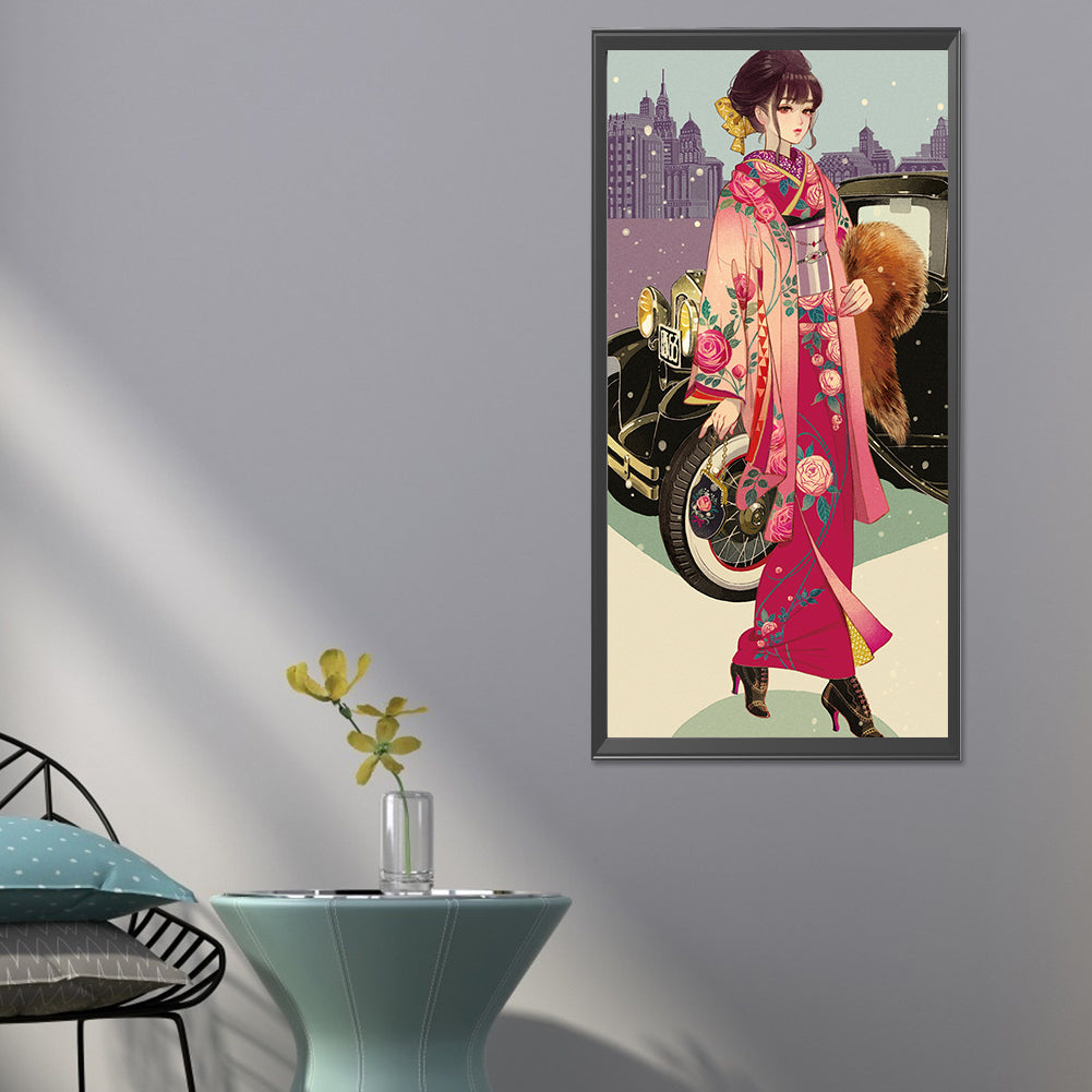 Japanese Kimono Girl - Full Round Drill Diamond Painting 30*70CM