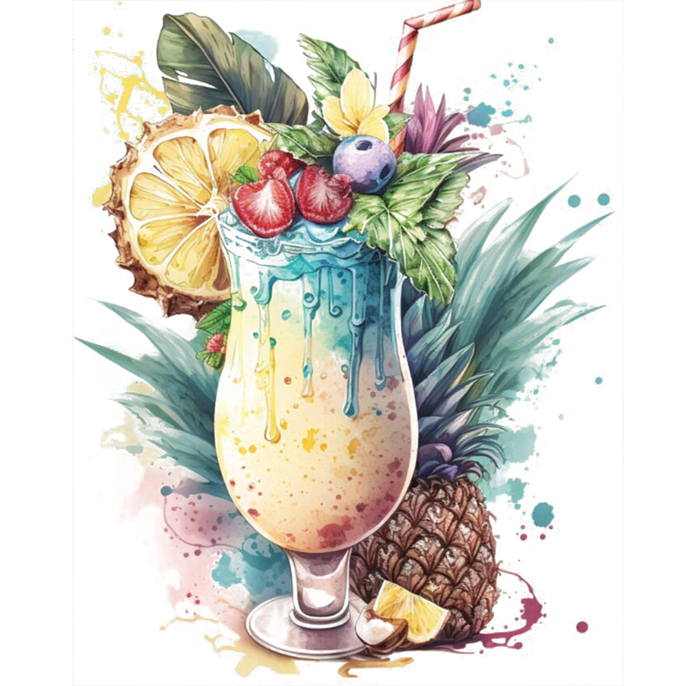 Pineapple Drink - Full Round Drill Diamond Painting 40*50CM