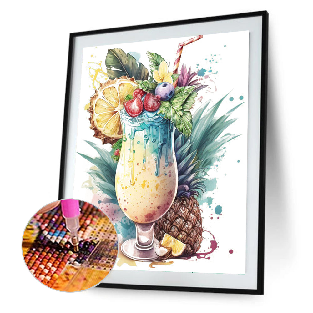 Pineapple Drink - Full Round Drill Diamond Painting 40*50CM