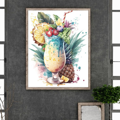 Pineapple Drink - Full Round Drill Diamond Painting 40*50CM