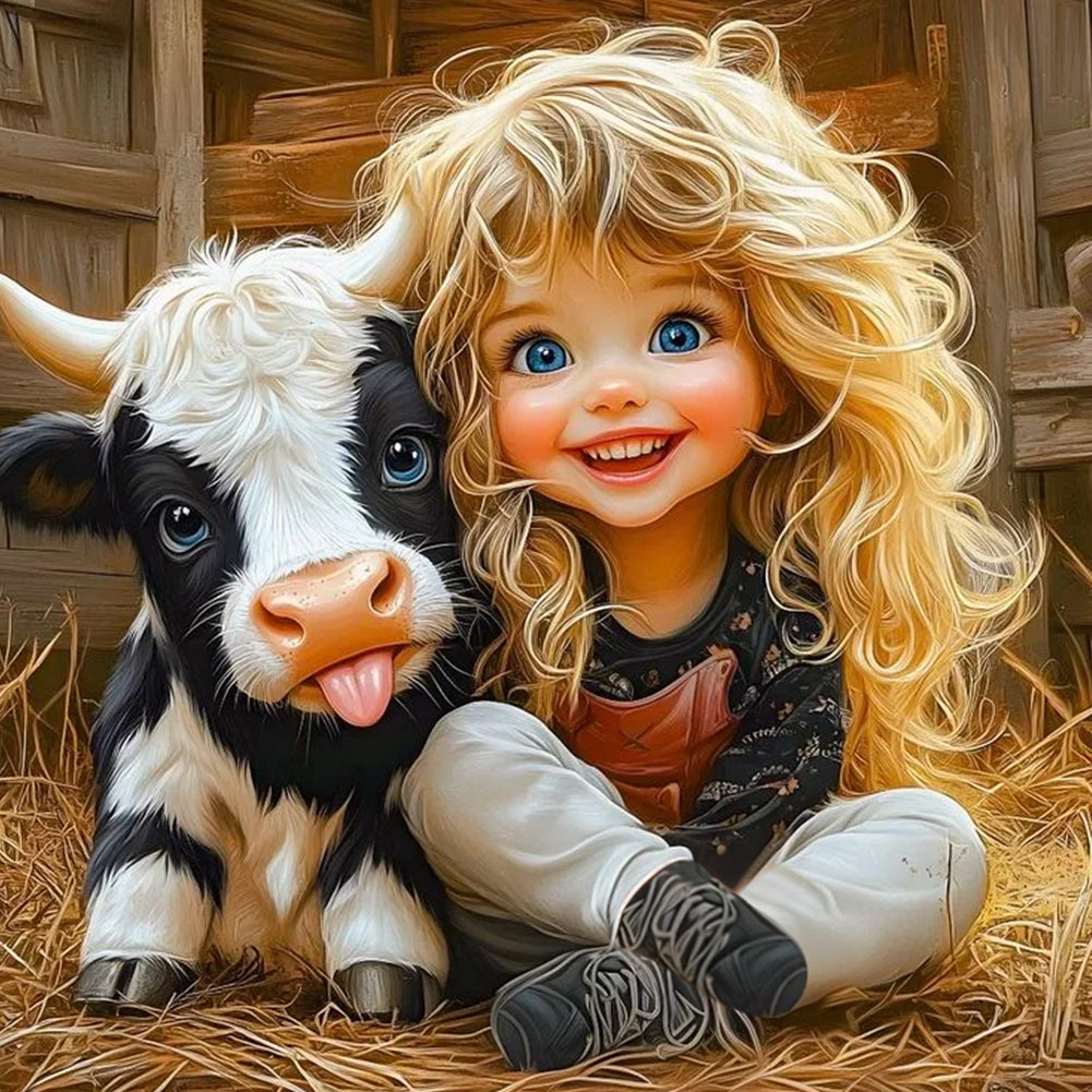 Cute Little Girl - Full Round Drill Diamond Painting 40*40CM