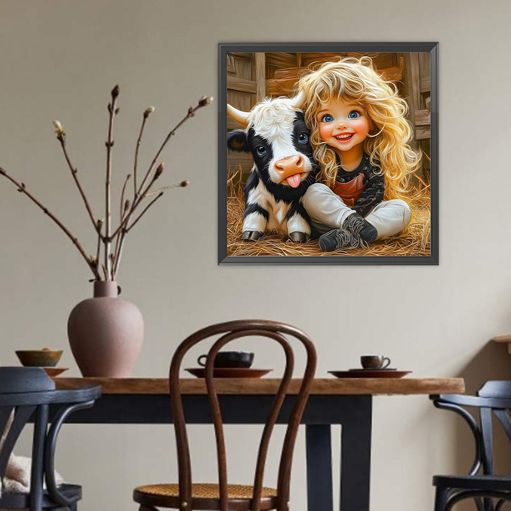 Cute Little Girl - Full Round Drill Diamond Painting 40*40CM