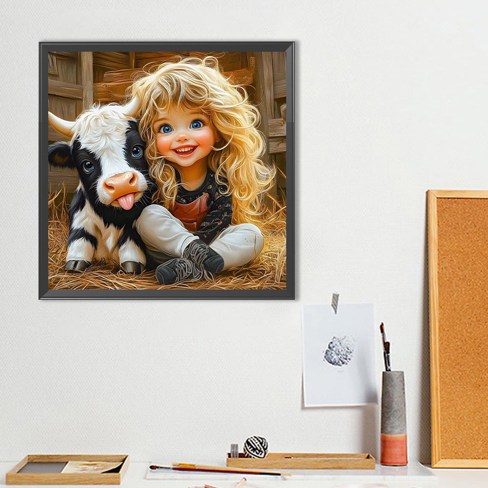 Cute Little Girl - Full Round Drill Diamond Painting 40*40CM