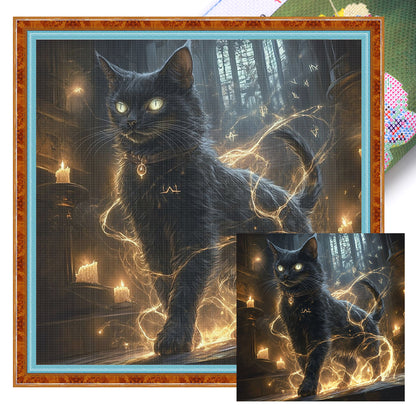Magic Black Cat - 11CT Stamped Cross Stitch 40*40CM