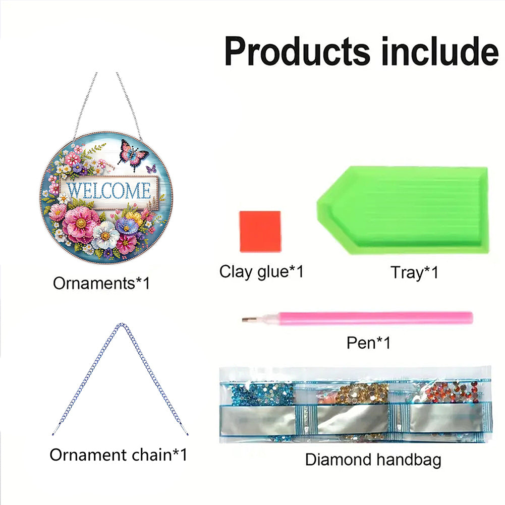 Acrylic 2D Flat DIY Hanging Diamond Art Kits Special Shape Wall Door Decoration