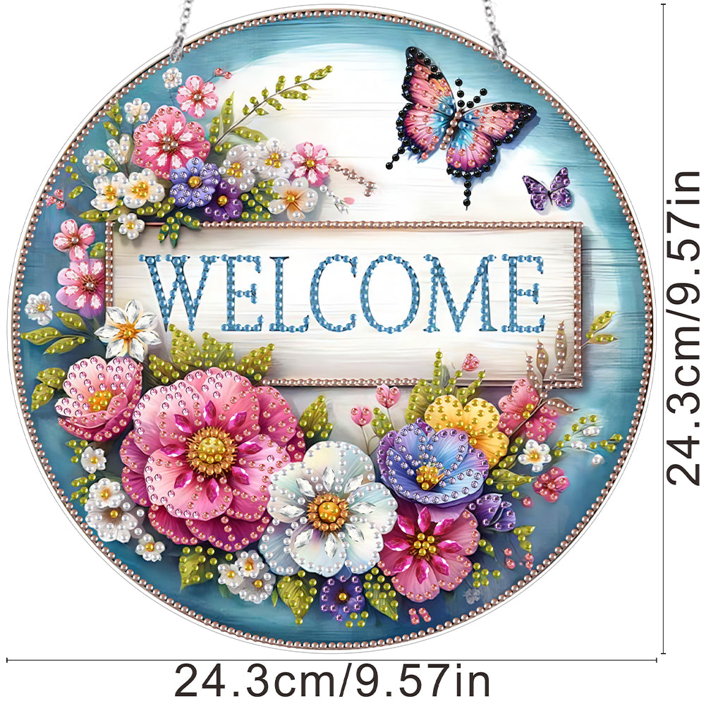 Acrylic 2D Flat DIY Hanging Diamond Art Kits Special Shape Wall Door Decoration
