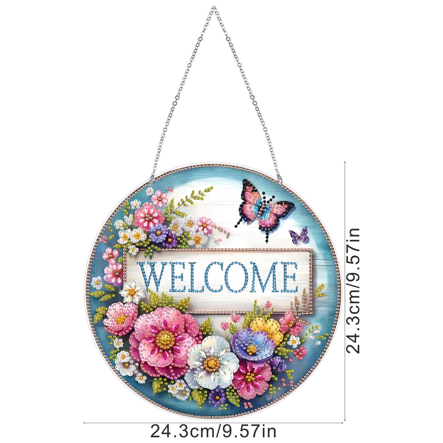 Acrylic 2D Flat DIY Hanging Diamond Art Kits Special Shape Wall Door Decoration