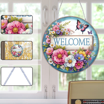 Acrylic 2D Flat DIY Hanging Diamond Art Kits Special Shape Wall Door Decoration