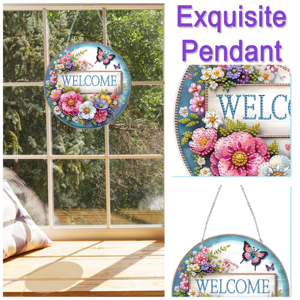 Acrylic 2D Flat DIY Hanging Diamond Art Kits Special Shape Wall Door Decoration