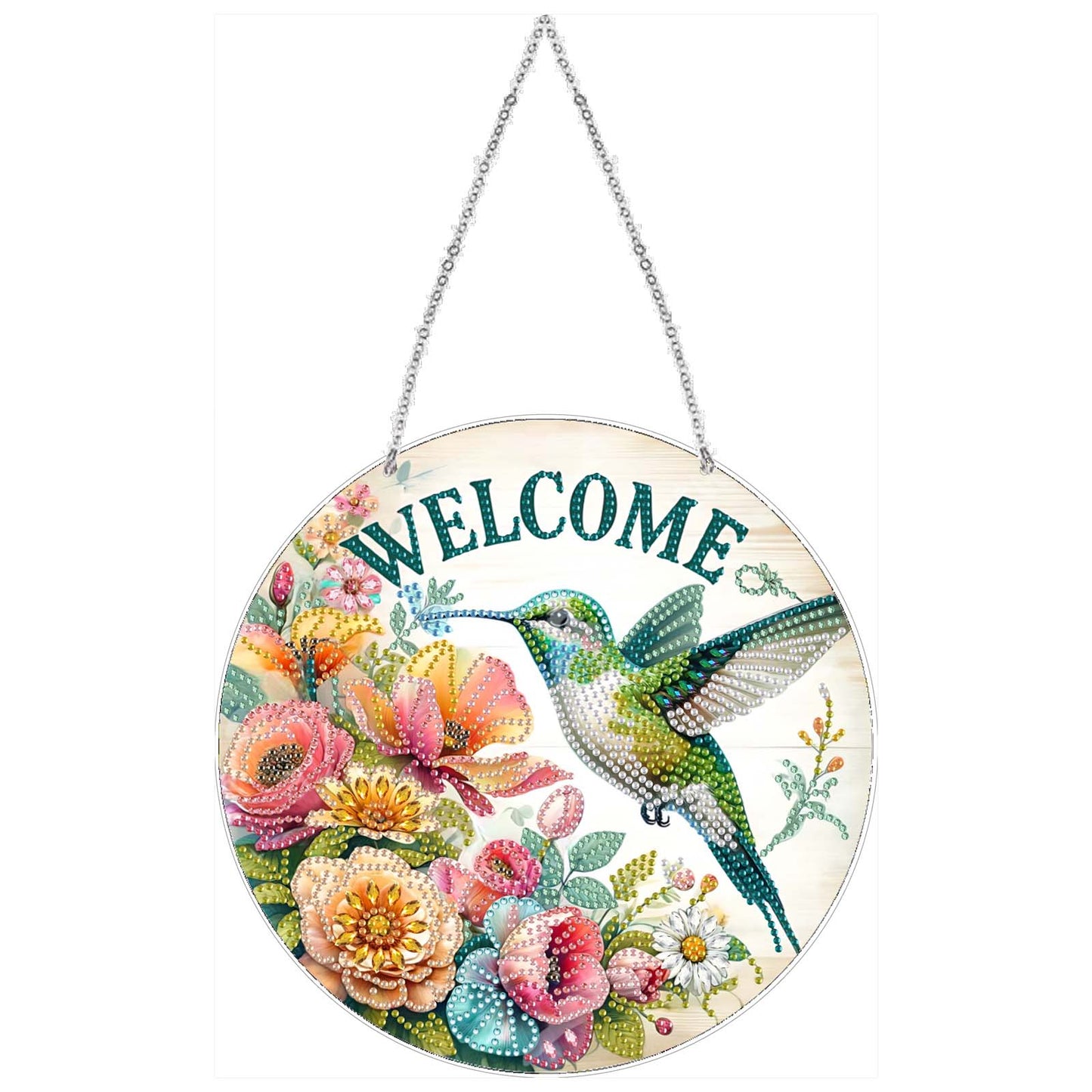 Acrylic 2D Flat DIY Hanging Diamond Art Kits Special Shape Wall Door Decoration