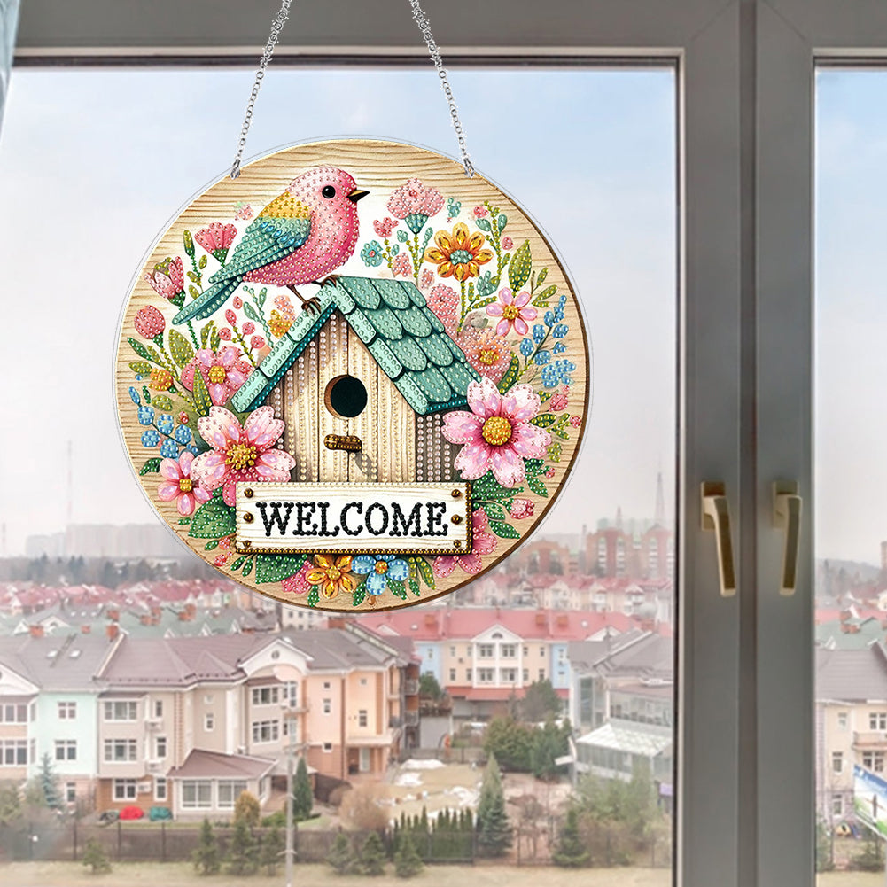 Acrylic 2D Flat DIY Hanging Diamond Art Kits Special Shape Wall Door Decoration