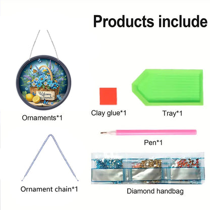 Acrylic 2D Flat DIY Hanging Diamond Art Kits Special Shape Wall Door Decoration