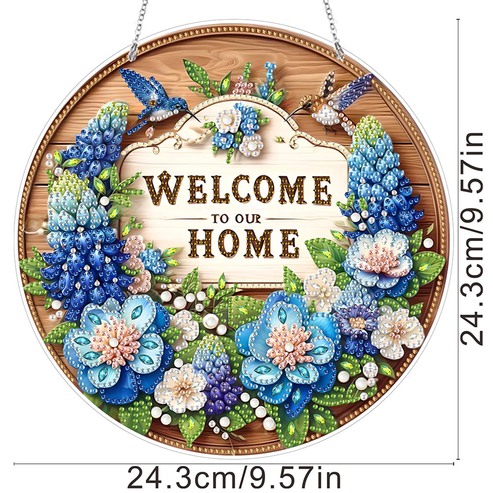 Acrylic 2D Flat DIY Hanging Diamond Art Kits Special Shape Wall Door Decoration