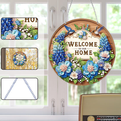 Acrylic 2D Flat DIY Hanging Diamond Art Kits Special Shape Wall Door Decoration