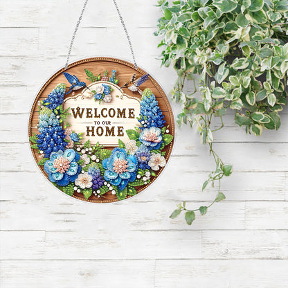 Acrylic 2D Flat DIY Hanging Diamond Art Kits Special Shape Wall Door Decoration