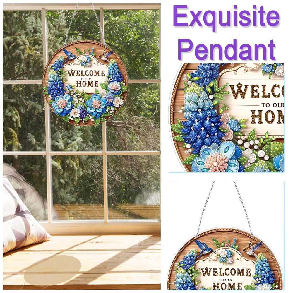 Acrylic 2D Flat DIY Hanging Diamond Art Kits Special Shape Wall Door Decoration