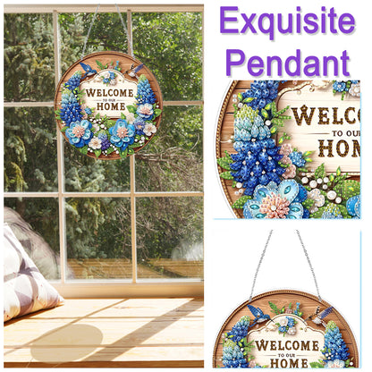 Acrylic 2D Flat DIY Hanging Diamond Art Kits Special Shape Wall Door Decoration