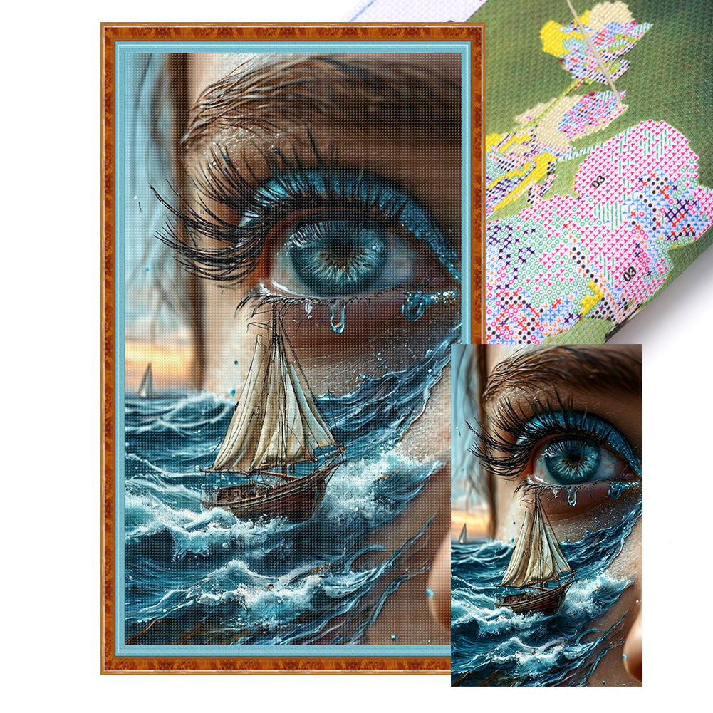 Silhouette Ocean Girl - 11CT Stamped Cross Stitch 40*70CM