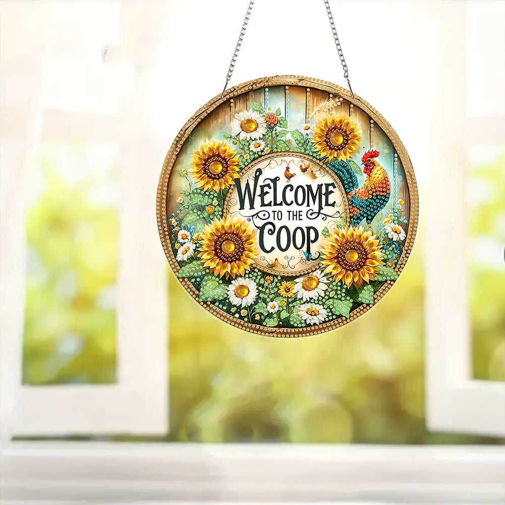 Acrylic 2D Flat DIY Hanging Diamond Art Kits Special Shape Wall Door Decoration