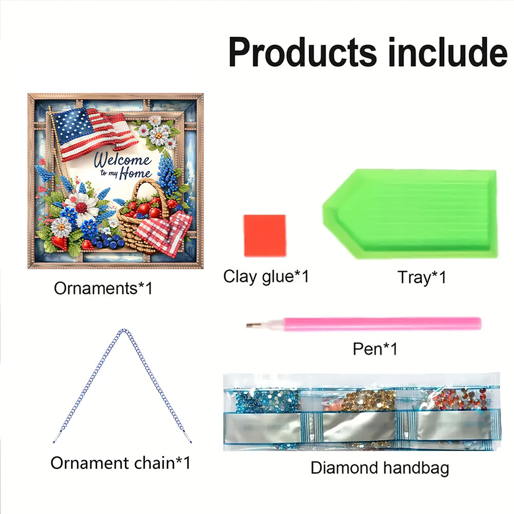Acrylic 2D Flat DIY Hanging Diamond Art Kits Special Shape Wall Door Decoration