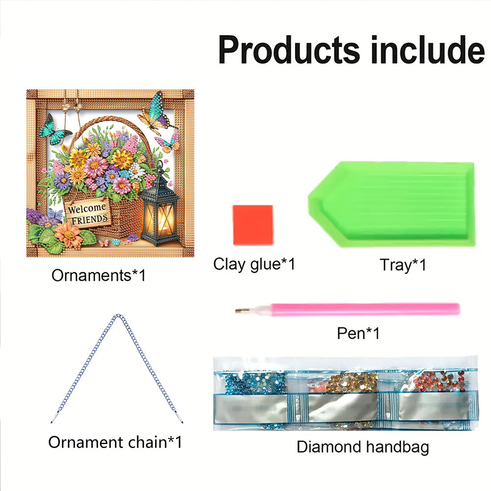 Acrylic 2D Flat DIY Hanging Diamond Art Kits Special Shape Wall Door Decoration
