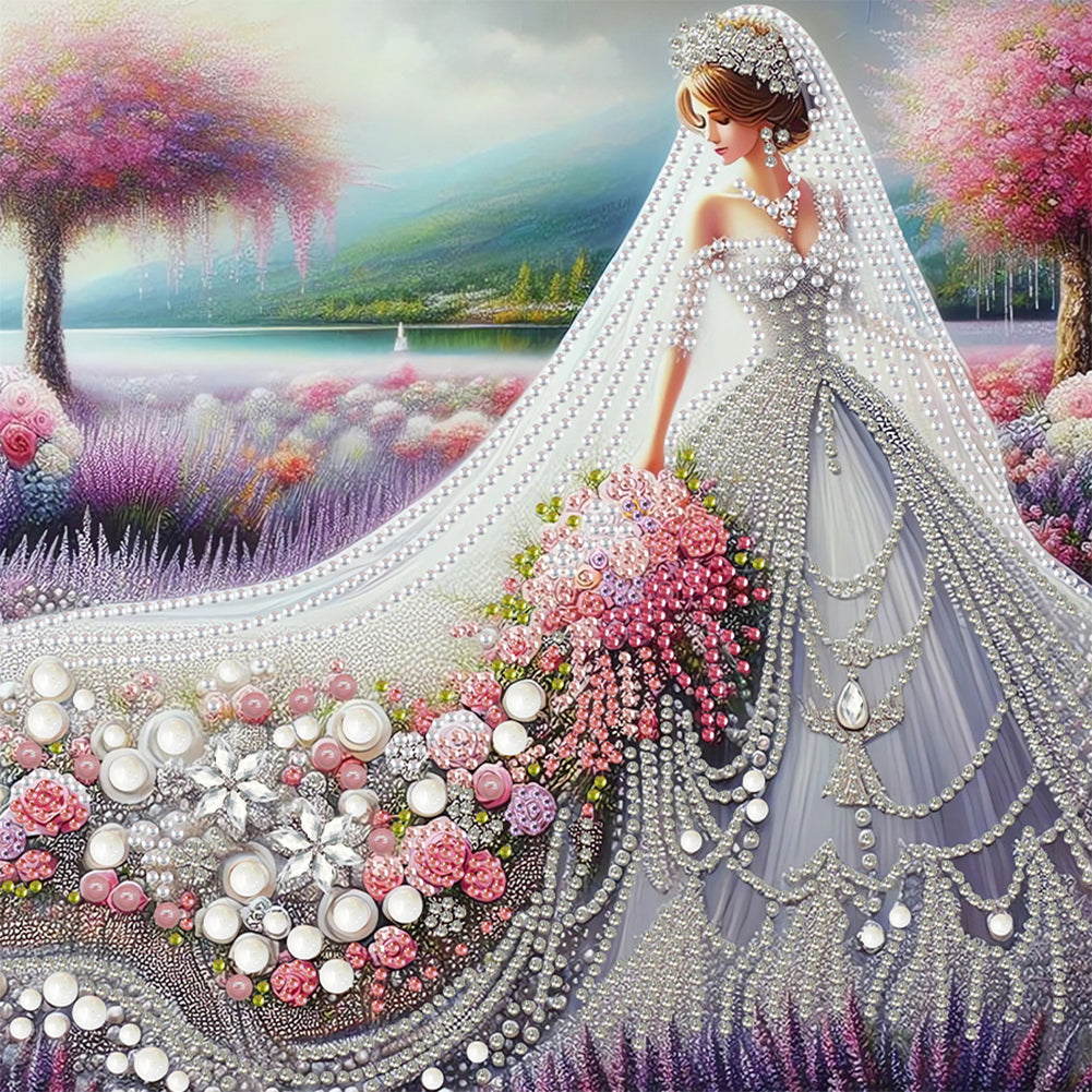 Girl In Wedding Dress - Special Shaped Drill Diamond Painting 30*30CM