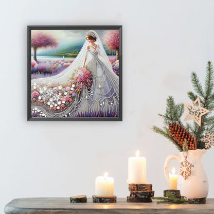 Girl In Wedding Dress - Special Shaped Drill Diamond Painting 30*30CM