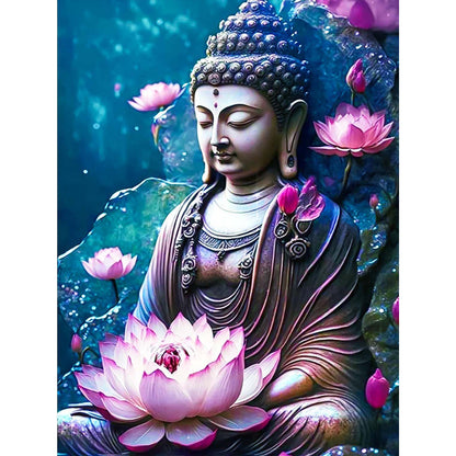 Lotus Buddha Statue - Full Round Drill Diamond Painting 30*40CM