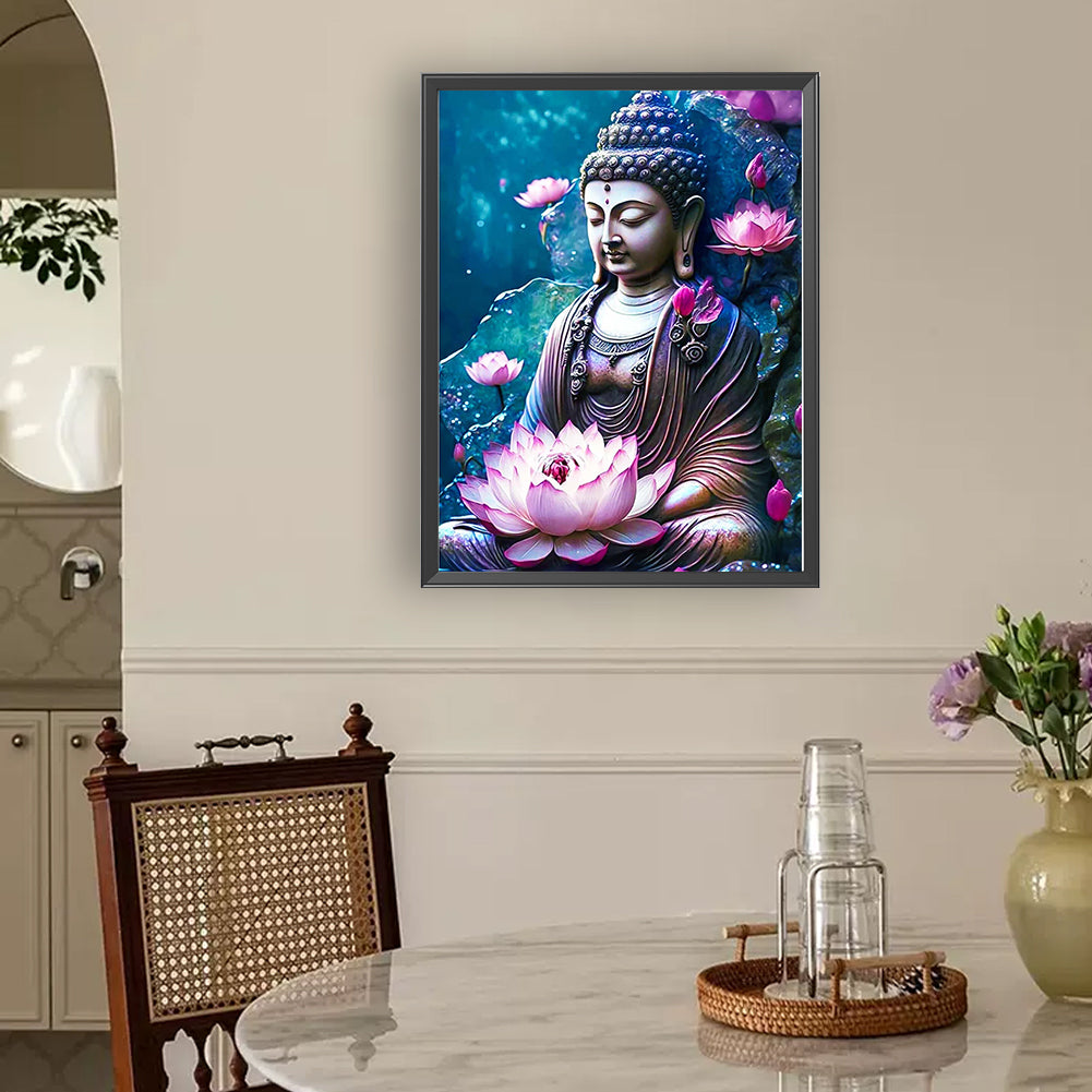 Lotus Buddha Statue - Full Round Drill Diamond Painting 30*40CM