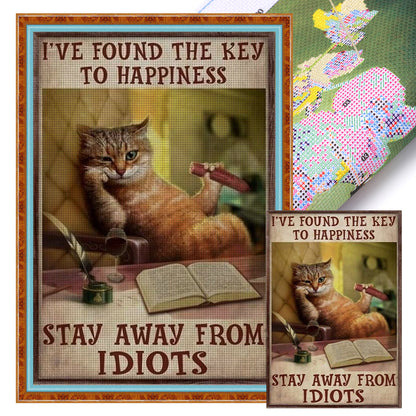 Vintage Poster-Reading Cat - 11CT Stamped Cross Stitch 40*60CM