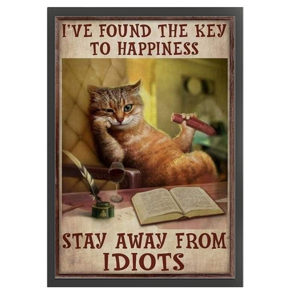 Vintage Poster-Reading Cat - 11CT Stamped Cross Stitch 40*60CM