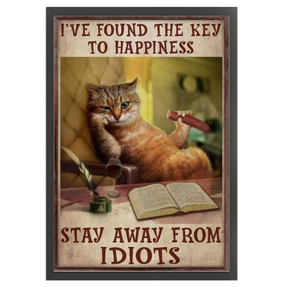 Vintage Poster-Reading Cat - 11CT Stamped Cross Stitch 40*60CM