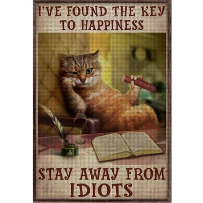 Vintage Poster-Reading Cat - 11CT Stamped Cross Stitch 40*60CM